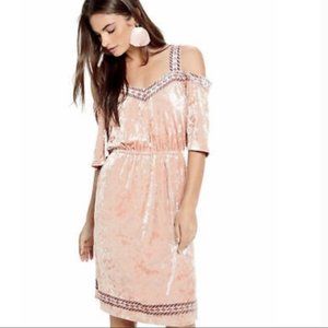 Lucky Brand Velvet Cold Shoulder Dress Pink - EUC